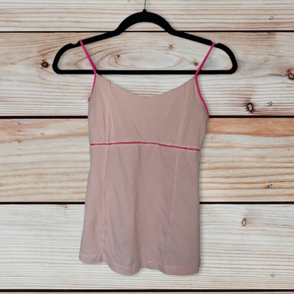 Lululemon RARE pink cotton tank top w built in bra - Picture 1 of 6